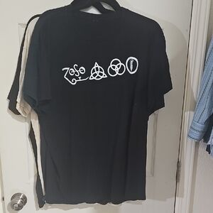 Men's Black Graphic Print Rock Symbols Crew Neck Short Sleeve T-Shirt